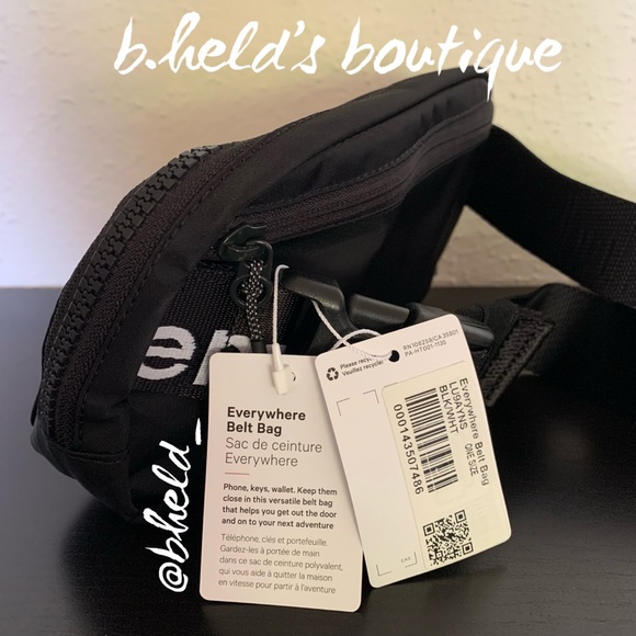 lululemon Everywhere Belt Bag *Wordmark in Black/White Lettering OS New NWT - Picture 2 of 16